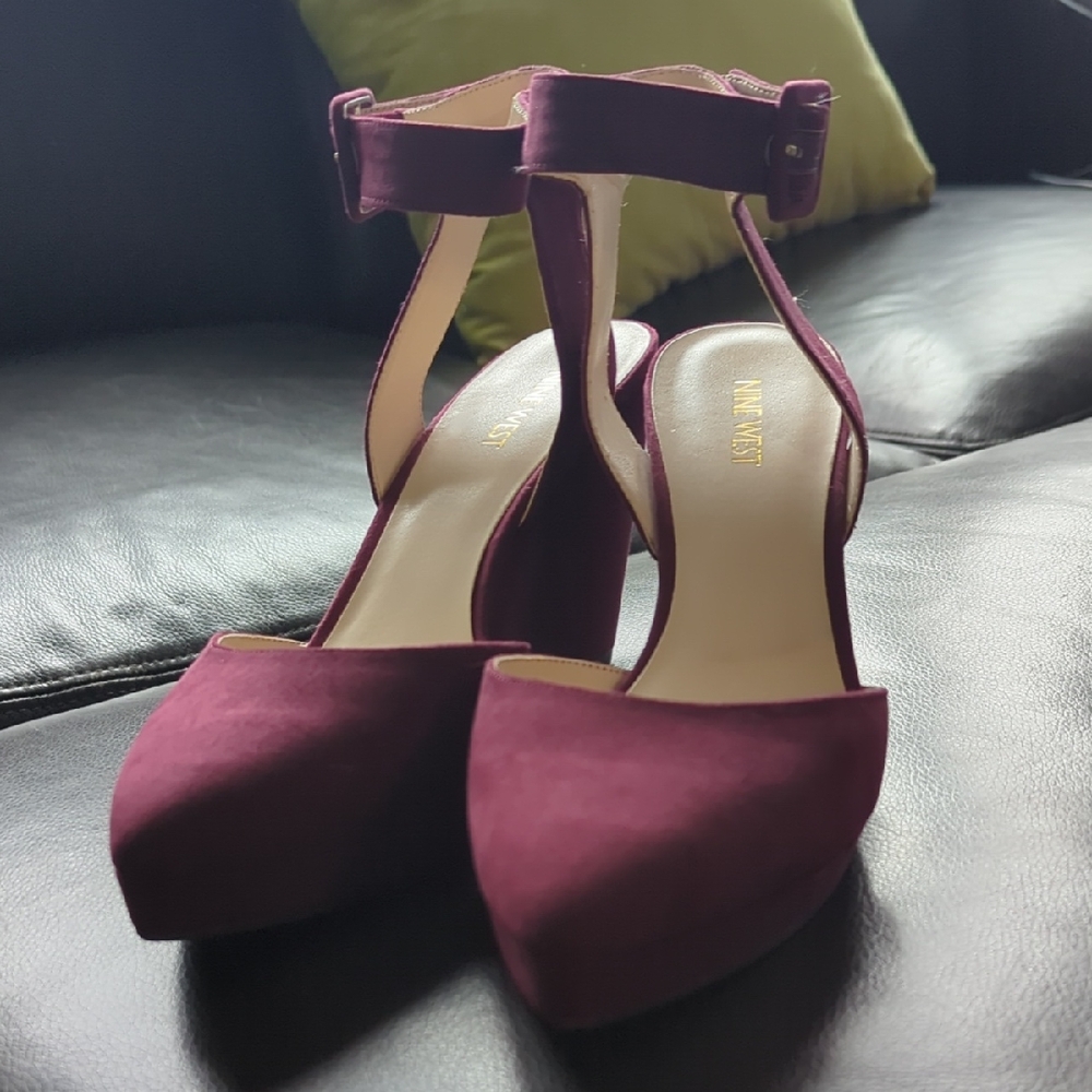 Nine West Deep Burgundy Ankle Strap Heels